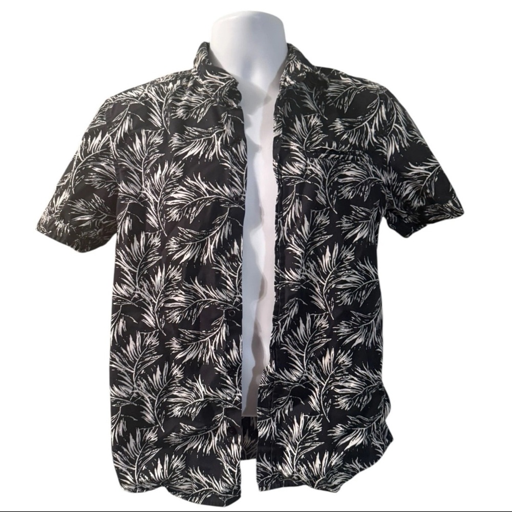 Guess Black and White Botanical Print Shirt